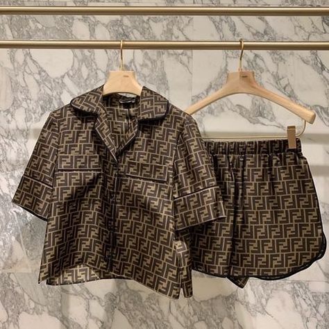 Fendi Pyjamas, Gucci Sleepwear, Designer Pjs, Mother Clothing, Clueless Outfits, Cute Sleepwear, Cute Pajama Sets, Causual Outfits, Streetwear Fashion Women