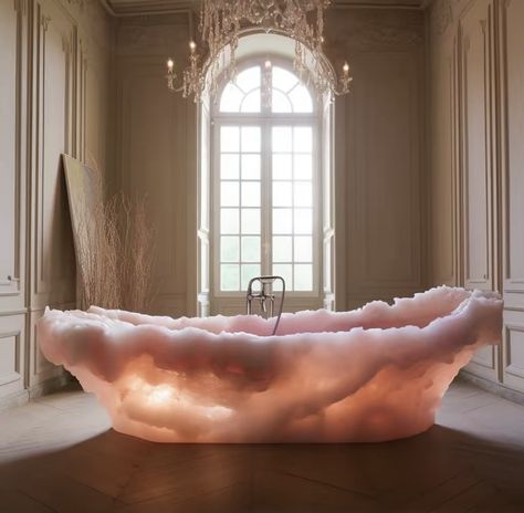 crystal onyx custom bath in pink Crystal Tub, Bath Tub Aesthetic, Bathtub Ideas, Luxurious Bathtubs, Bath Aesthetic, Stone Tub, Toilet Decoration, Dream Bedroom Inspiration, Bathtub Decor