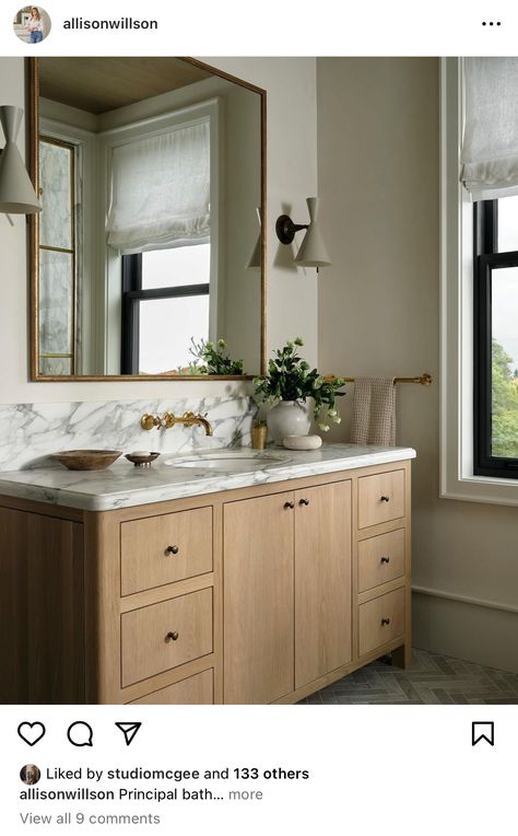 Wood Vanity Gold Hardware, Bathroom Joinery, Wood Vanity, Master Bath, Joinery, Beach House, Bathrooms, Vanity, Bath