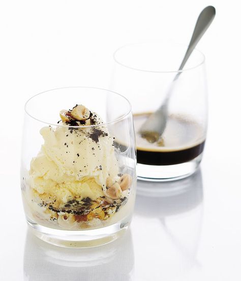 Cognac and Hazelnut Affogato | Gourmet Traveller Affogato Recipe, Chocolate Sorbet, Lemon Drop Cookies, Nice Cream Recipe, Italian Recipes Dessert, Italian Dessert, Pear Recipes, Vanilla Bean Ice Cream, Drop Cookies