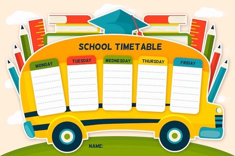 Hand drawn back to school timetable Prem... | Premium Vector #Freepik #vector #back-school #back-school-template #back-school-study #school-template Timetable Design, Timetable Planner, Hand Template, Timetable Template, Craft Work For Kids, School Timetable, Abc Activities, Kids Planner, English Worksheets For Kids