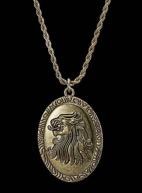 House Lannister pendant. Johanna Lannister, Lannister Jewelry, Rohanne Webber, Asoiaf Jewelry, Cersei Lannister Jaime, Lannister Aesthetic, Cercei Lannister, Halloween Costumes Party, Golden Wolf