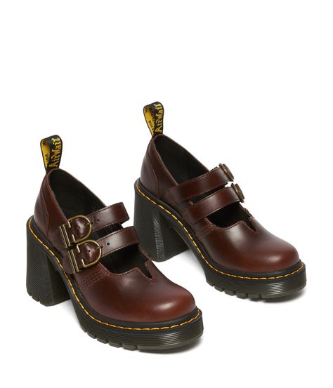 PRICES MAY VARY. Keep your outfit stylish and amaze them by donning the classic and comfortable Dr. Martens Eviee boots with a standout platform and complementary chunky heels. Leather upper. Synthetic lining and lightly padded Bouncing Soles footbed. Double buckle strap closure. Round toe construction. Keep your outfit stylish and amaze them by donning the classic and comfortable Dr. Martens Eviee boots with a standout platform and complementary chunky heels. Leather upper. Synthetic lining and Mary Jane Shoes Heels, Zapatos Mary Jane, Yellow Heels, Funky Shoes, Mary Jane Pumps, Modieuze Outfits, Naha, Mary Jane Heels, Swag Shoes