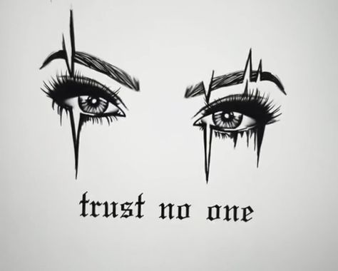 Gangsta Female Tattoo, Tattoo Art Drawings Design Inspiration, American Horror Story Tattoo Ideas, Gangsta Drawings Easy, Tattoo Trust No One, Trust No One Tattoo Design, Trust No One Tattoo, Gangster Drawings Easy, Gangster Drawings