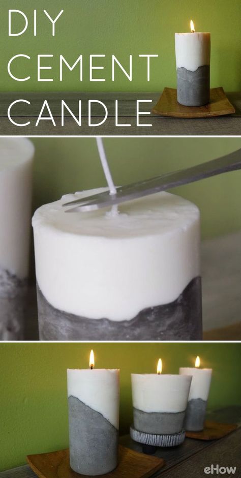 Make a set of modern, beautiful and sleek candles for any room in your home with cement! Follow this easy tutorial and make these incredible home decor statement pieces or gifts! Diy Cement Candle, Candle Tutorial, Decoration Beton, Diy Cement, Cement Candle, Cement Diy, Concrete Diy Projects, Elegant Candles, Concrete Candle