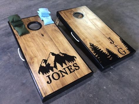 Wedding Cornhole Boards: The Best Lawn Game for Receptions | EB Corn Hole Boards Designs Mountains, Bags Boards Designs, Western Cornhole Boards, Mountain Cornhole Boards, Bag Boards Designs, Corn Hole Boards Diy Designs, Cornhole Boards Designs Wedding, Custom Cornhole Boards Design, Corn Hole Boards Designs Ideas