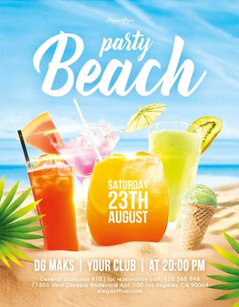 Summer Advertising, Cocktail Design, Beverage Poster, Club Events, Free Psd Flyer Templates, Free Psd Flyer, Dance Event, Summer Poster, Psd Flyer Templates