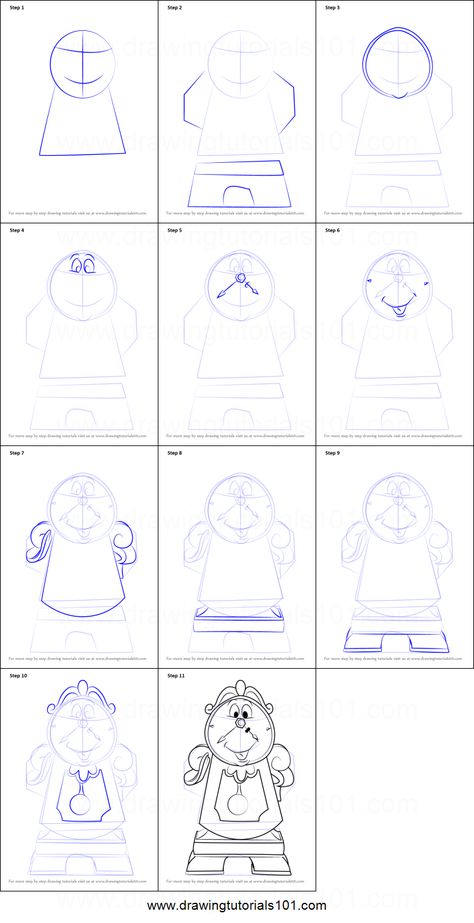 How to Draw Cogsworth from Beauty and the Beast printable step by step drawing sheet : DrawingTutorials101.com Beauty And The Beast Printable, Draw Cartoon Characters, Beauty And The Beast Drawing, Disney Drawing Tutorial, ليلو وستيتش, Disney Character Drawings, Disney Drawing, Easy Disney Drawings, Draw Cartoon