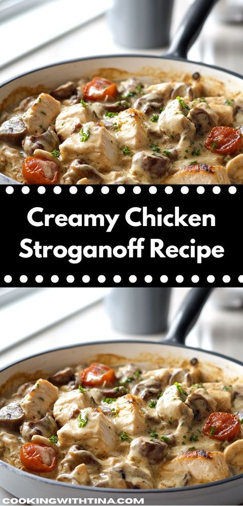 Looking for a hearty meal that impresses? This Creamy Chicken Stroganoff recipe is a creamy delight that balances taste and convenience. It's an ideal choice for cozy gatherings or a delightful family dinner. Easy Chicken Stroganoff Recipe, Easy Chicken Stroganoff, Creamy Chicken Stroganoff, Chicken Stroganoff Recipe, Chicken Stroganoff, Quick Chicken Recipes, Recipes With Few Ingredients, Creamy Mushroom Sauce, Stroganoff Recipe