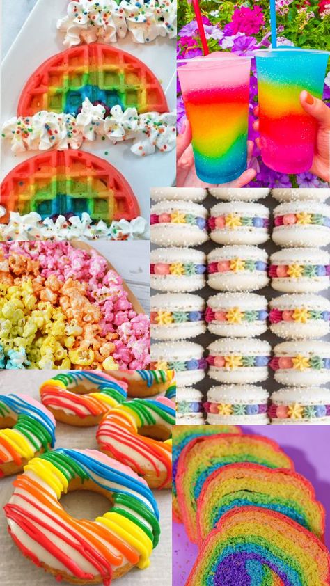 My top favorite rainbow foods #rainbow ❤️🧡💛💚🩵💙💜🩷🤍 Event Snacks, Faith Binder, Rainbow Party Food, Rainbow Recipes, Rainbow Bread, Rainbow Foods, Rainbow Sweets, Rainbow Snacks, Rainbow Drinks