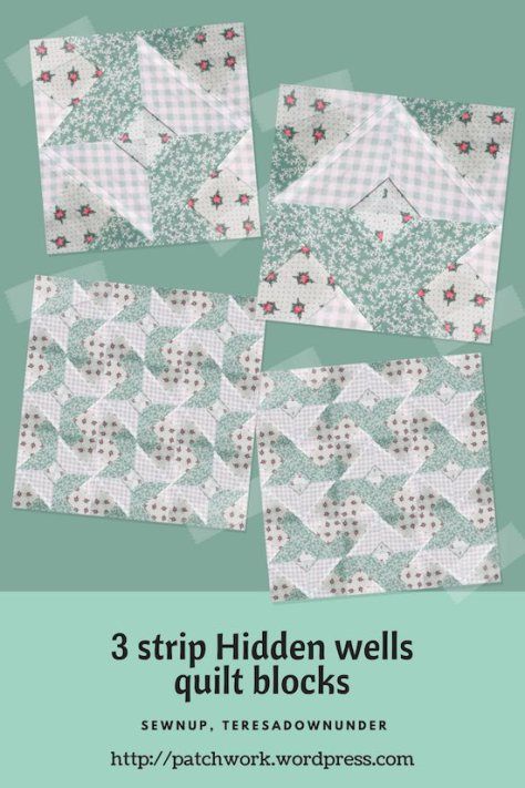 Video tutorial: Hidden wells technique – two blocks with 3 strips Hidden Wells Quilt Block, Hidden Wells Quilt, Easy Quilting, Patchwork Blocks, Two Blocks, Quilting Videos, Star Quilt Blocks, Strip Quilts, Quilting For Beginners