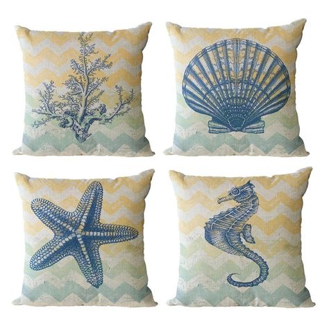 Beach Pillow Covers, Coastal Pillow Covers, Beach Pillow, Machine Wash Pillows, Sofa Pillows Arrangement, Beach Pillows, Coastal Pillows, Beach Theme Decor, Sea Theme