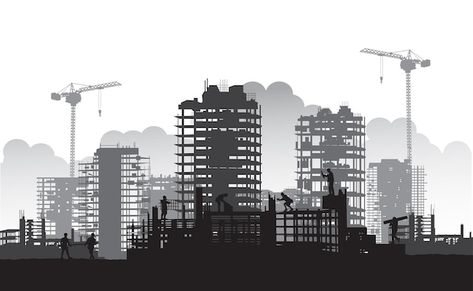 Vector building construction site with a... | Premium Vector #Freepik #vector #construction-crane #construction-site #tower-crane #building-site Civil Engineering Background Design, Construction Illustration, Construction Background, Engineering Background, Vector Building, Construction Wallpaper, Building Vector, Hd Landscape, Tower Crane