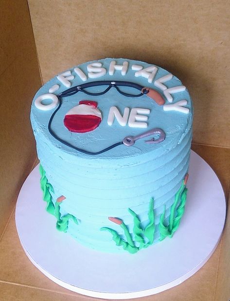 Oh'fish'ally One Birthday Cake, Fishing First Birthday Cake, Fish Smash Cake, Oh Fishally One Birthday Cake, O Fish Ally One Birthday Cakes, Ofishally One Birthday Cake, Ofishally One Birthday Food, Fishing Birthday Cake, Green Birthday Cakes