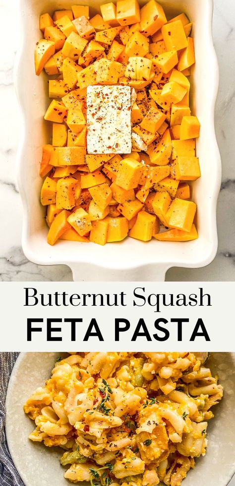 Baked Butternut Squash Feta Pasta, Butternut Feta Pasta, Butternut And Feta Bake, Baked Feta And Butternut Squash Pasta, Baked Feta Butternut Squash Pasta, Easy Butternut Squash Pasta, Butternut Squash And Meatballs, Butternut Squash Baked Feta Pasta, Butternut Squash Summer Recipes