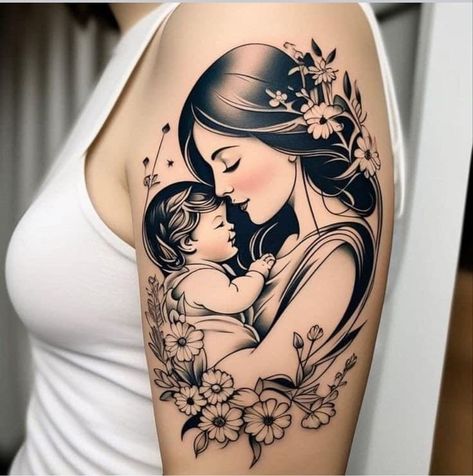 Mom Love Tattoo, Mother And Baby Tattoo, Wrist Tattoos Girls, Mother And Her Daughter, Sketchy Tattoo, Tattoo Design For Hand, Private Tattoos, Simple Tattoos For Guys, Mom Tattoo Designs