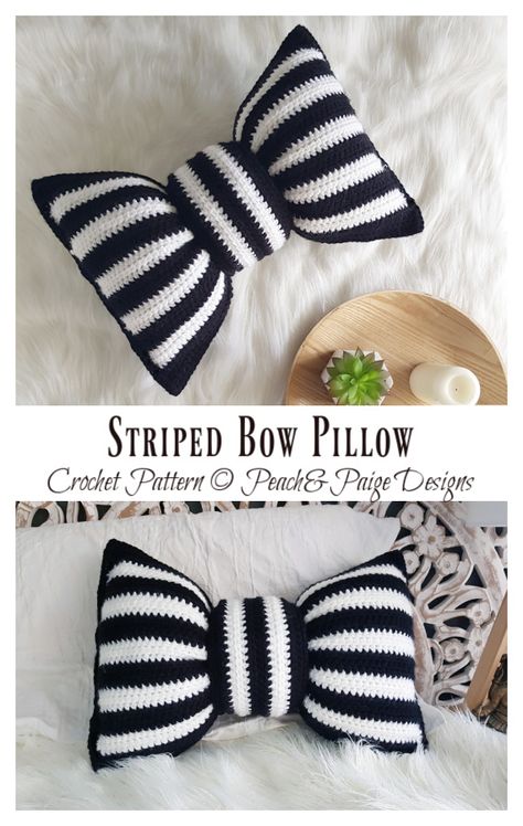 Crochet Bow Pillow, Bow Pillow, Pillow Crochet Pattern, Crochet Pillow Cases, Bow Pillows, Crochet Bow, Pillow Crochet, Knit Projects, Crochet Pillow Pattern