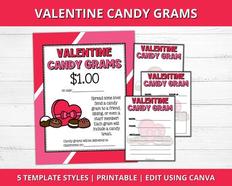 Valentine Candy Grams, Valentines Day Candy, Heart Shaped Lollipops, Valentines Candy, Candy Grams, Box Of Chocolates, Valentine's Day Printables, Mini Box, Valentine Candy