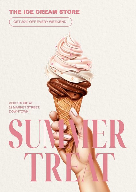 Dessert Graphic Design, Ice Cream Graphic Design, Ice Cream Advertisement, Summer Poster Design, Ice Cream Aesthetic, Cream Poster, Menu Design Inspiration, Ice Cream Poster, Waffle Ice Cream