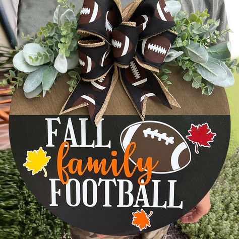 Ornament Hangers, Football Door Hangers, New Front Door, Door Plate, Football Signs, Football Wreath, Front Door Signs, Wooden Door Hangers, Steak Dinner