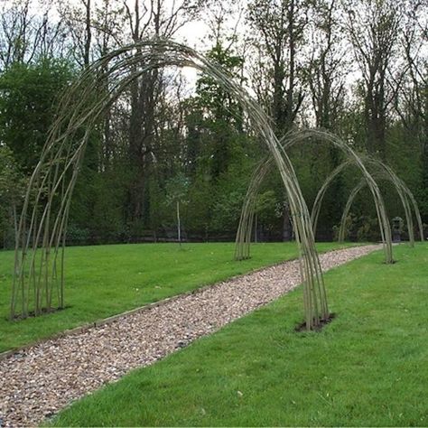 Living Willow Arches Willow Arch, Willow Fence, Gardening Design Diy, Living Willow, Garden Arches, Garden Arbor, Big Garden, Garden In The Woods, Garden Trellis