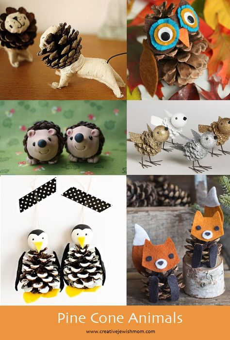 Pine Cone Animals, Nature Crafts Kids, Pinecone Crafts Kids, Pinecone Crafts, Jewish Crafts, Pine Cone Art, Summer Camp Crafts, Cones Crafts, Animal Crafts For Kids