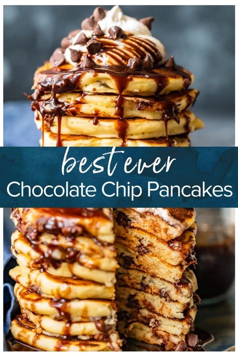 Best Chocolate Chip Pancake Recipe, Easy Chocolate Chip Pancake Recipe, White Chocolate Chip Pancakes, Homemade Chocolate Chip Pancakes, Chocolate Chip Pancake Recipe, Chocolate Chip Pancakes Recipe, Easy Banana Pancakes, Blueberry Pancakes Recipe, Dairy Free Pancakes