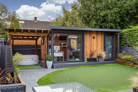 72 Pinterest Viral Office Shed Ideas - Cozy Home 101 Garden Office With Pergola, Restuarant Designs, Posh House, Garden Office Ideas, Garden Office Shed, Contemporary Garden Rooms, Garden Workshop, Office Shed, Garden Pods