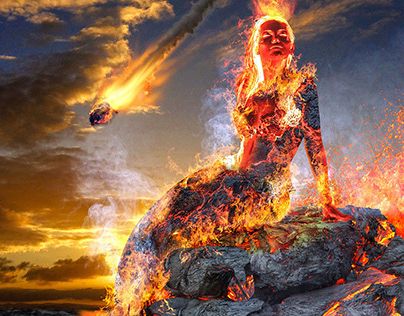 Lava Mermaid, Lava Elemental, Fire Mermaid, Hard Science Fiction, Fire Goddess, Creative Magazine, Twin Flame Art, Photoshop Creative, Red Mermaid