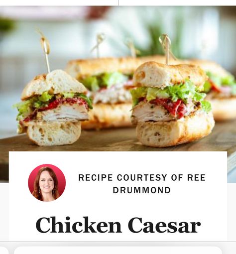 Cesar Chicken, Chicken Caesar Sandwich, Pioneer Woman Chicken, Food Network Recipes Pioneer Woman, Chicken Subs, Big Sandwich, Party Sandwiches, Chicken Caesar, Sub Sandwiches