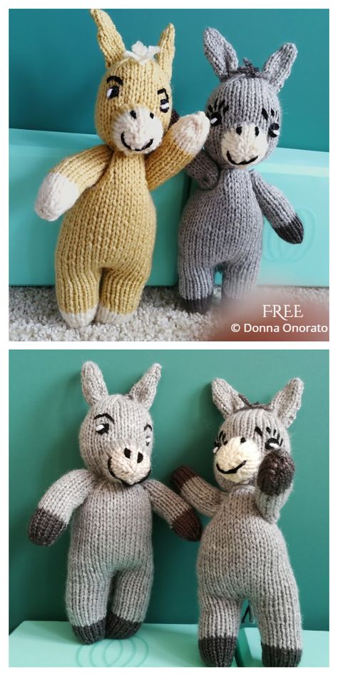 Donkey Knitting Pattern Free, Knitted Donkey, Knitted Toys Free, Genshin Jean, Raverly Patterns, Crochet Tiger Pattern, Knitted Halloween, Knitting Kids, Christmas Knitting Projects