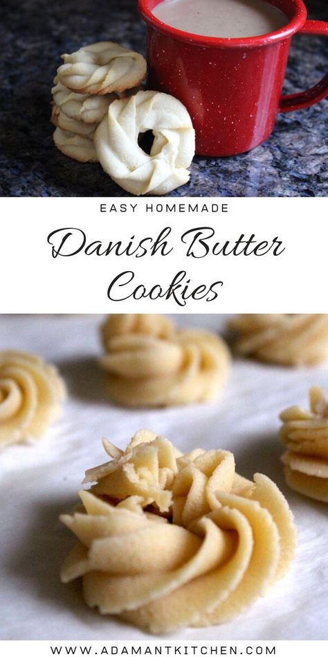 Danish butter cookies (Vaniljekranse) are a traditional Danish Christmas cookie that’s easy to make at home.  They get their extra rich buttery texture from a bit of almond flour, which also adds amazing flavor to an otherwise simple butter cookie. Danish Butter Cookies Recipe, Homemade Danish, Danish Cookies, Danish Butter Cookies, International Desserts, Danish Christmas, Butter Cookies Recipe, Butter Cookie, Incredible Recipes