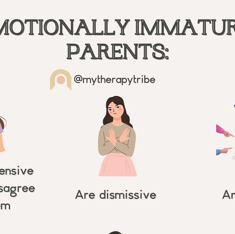 Dr. Allyson Kellum-Aguirre | Licensed Therapist on Instagram: "Emotionally immature parents unfortunately lacked the ability to fulfill their child(ren)’s emotional needs. 

Here are common signs of an emotionally immature parent: 

-they become defensive when you disagree with them. 

-they are dismissive.

-they are blaming.

-they are emotionally insensitive.

-they have difficulty apologizing.

-they have low tolerance for stress.

If any of these signs feel familiar, you’re not alone. 

Your healing process involves gaining your sense of self-worth, self-love, and learning how to validate yourself instead of seeking external validation while also working through false stories you may have developed about yourself to make sense of the lack of emotional support you received.

For more e Validate Yourself, Emotionally Immature Parents, Emotionally Immature, External Validation, Emotional Needs, Licensed Therapist, Self Worth, Healing Process, Emotional Support