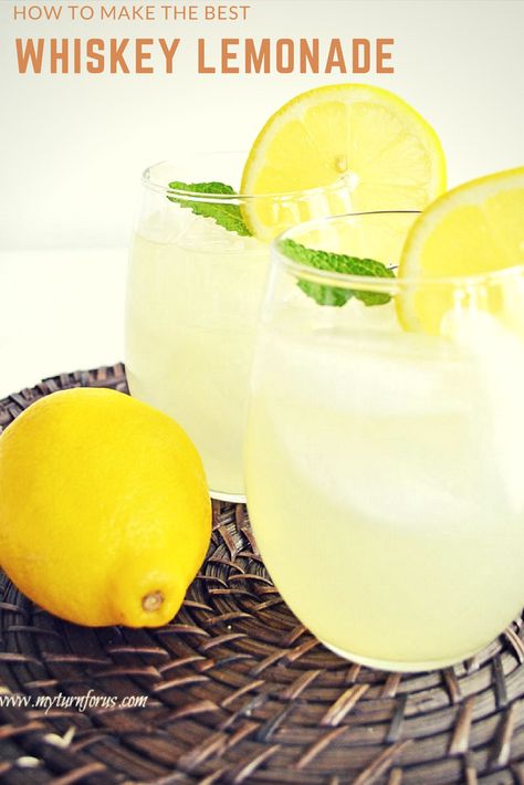 Make this Whiskey Lemonade today! #WhiskeyLemonade #HardLemonade #HomemadeHardLemonade #SpikedLemonade #WhiskeyDrinks #MyTurnforUs Whiskey Lemonade, Spiked Lemonade, Hard Lemonade, Lemonade Cocktail, Ky Derby, Tasty Drinks, Good Whiskey, Homemade Lemonade, Whiskey Drinks