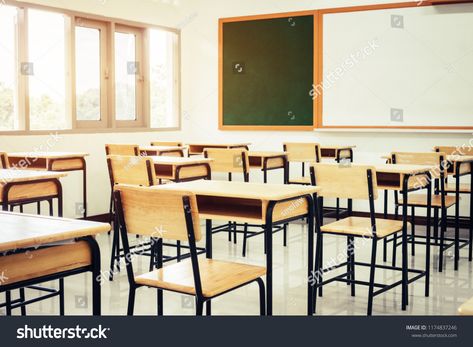 Empty School classroom with desks chair wood, greenboard and whiteboard in high school Thailand, vintage tone education concept #Ad , #ad, #chair#wood#greenboard#desks School Clean, Classroom Interior, Cleaning Services Company, Lectures Room, Classroom Desk, Modern Classroom, Chair Wood, Office Cleaning, Clean Office