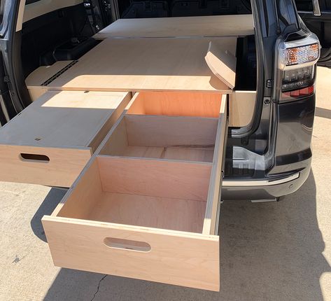 DIY Drawer System Plans for the 5th Gen 4Runner - Just Build your Own! 4runner Drawer System, Truck Bed Drawers, Suv Storage, Diy Truck Bedding, Bil Camping, 5th Gen 4runner, Truck Bed Liner, Kangoo Camper, Suv Camper