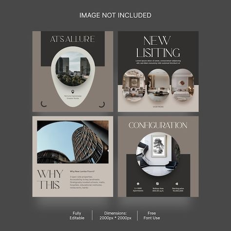 Premium Real Estate Ads, Real Estate Carousel, Interior Designer Instagram, Real Estate Post, Real Estate Banner, Real Estate Marketing Design, Real Estate Ads, Instagram Grid, Real Estate Templates