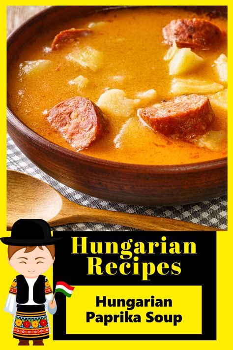 Authentic Hungarian Paprika Soup - Quick and Easy Hungarian Holiday Recipes. Simple Hungary Foreign Recipes to Try At Home. Traditional European Recipes. Our Favorite Hungarian Dinner Ideas. The Most Popular Hungarian Dinner Recipes. Try These Easy Family Hungarian Dessert Recipes. Hungarian Paprika Soup, Hungarian Cabbage Soup, Hungarian Soup Recipes, Hungarian Recipes Traditional, Hungarian Soups, Hungarian Meatballs, Arkansas Recipes, Paprika Soup, Hungarian Christmas