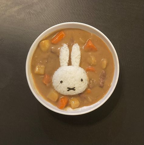 Japanese Curry Aesthetic, Miffy Pumpkin, Cute Curry, Miffy Bakery, Miffy Food, Miffy Stuff, Curry Aesthetic, Curry Japanese, Miffy Cute