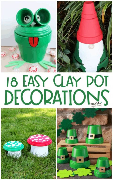 When it come to crafts and supplies, have you ever thought of using a terracotta pot? Take a look at these Everyday Clay Pot Decorations for Every Season - Decorating Clay Pots Crafts for Christmas, Thanksgiving, Easter, Graduations and more! #FrugalCouponLiving #claypot #terracottapot #claypotcrafts #claypotdecor #claypotdecorations #claypots Terracotta Pots Crafts, Clay Pots Crafts, Mini Clay Pot Crafts, Plant Pots Crafts, Diy Terra Cotta Pots, Crafts For Christmas, Small Clay Pot, Yard Art Crafts, Terra Cotta Pot Crafts Diy