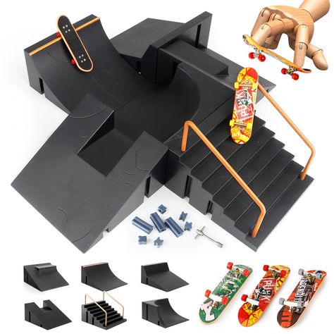 PRICES MAY VARY. 【What you Get 】1x 6 in1 Super bigger finger skatepark ramp, 3x finger skateboard(random color). Great gift for sports enthusiasts and skateboarders. Tool not required. 【Freely Combined Skateparks】6PCS skate park rail toys can be combined different scene as you want, suit for all players of different level.Our finger board skatepark kit provides hours of fun for skate lover. 【Skate Park Set 6 pieces】A miniature version of real rail skatepark stairs that you can use the Fingerboar