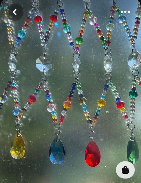 Boho Window Decor, Boho Window, Crystal Suncatchers Diy, Window Hanging Decor, Suncatcher Diy, Crystal Mobile, Glass Bead Crafts, Wind Chimes Craft, Bohemian Decoration