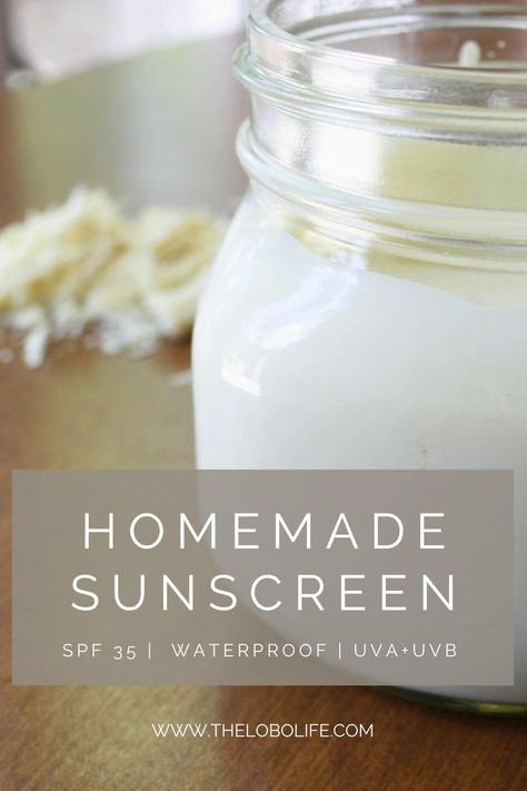 Easy Homemade Sunscreen Recipe- Natural Broad Spectrum SPF - The Lobo Life Diy Waterproof Sunscreen, Natural Sunscreen Recipe, Sunscreen Recipe, All Natural Sunscreen, Skincare Diy, Homemade Skincare, Organic Sunscreen, Waterproof Sunscreen, Kids Sunscreen