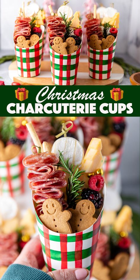 Christmas Charcuterie Cups - individually sized charcuterie in a cup! The perfect easy make-ahead appetizer for Christmas. Charcuterie In A Cup, Christmas Charcuterie Cups, Appetizer For Christmas, Charcuterie Cups, Charcuterie Appetizers, Christmas Charcuterie, Christmas Platter, Christmas Food Gifts, Charcuterie Inspiration