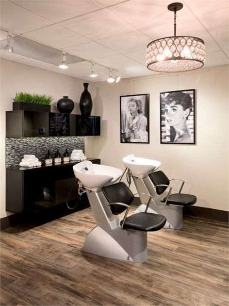 SALON TOUR: Lola Hair Studio in Cambridge, MA - Salon & Spa Tours - Salon Today Salon Shampoo Cabinet Ideas, Shampoo Station Ideas, Hair Salon Lighting, Salon Backbar Ideas, Salon Backbar, Hair Studio Ideas, Shampoo Station, Lola Hair, Home Hair Salons