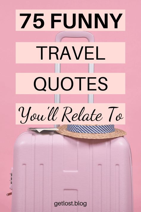 Are you looking for something to brighten your day? We’ve selected 75 of the best quotes funny travel quotes. These funny quotes are short, relatable and will fuel your dreams of world travel, adventure, exploration and wanderlust. They capture everything from packing and road trips to flights and airports. You’ll find your ideal Instagram caption here! #TravelInspiration #Travel #TravelMotivation #travelessentials #TravelQuotes #Adventure #Bucketlist #Quotes #FunnyQuotes #getlosttravelblog Flight Quotes Funny, Travel Agents Quotes, Airport Quotes Funny, One Day Trip Quotes, Packing Quotes Funny Vacation, Save Travel Quotes, Where Next Travel Quotes, Packing Captions, Coffee And Travel Quotes