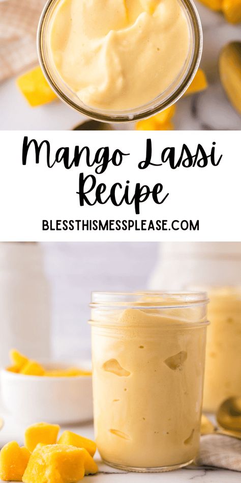 Mango Lassi Smoothie, Mango Lassi Recipe, Mango Nectar Recipes, Mango Lassi Recipes, Easy Dinner Desserts, Greek Yogurt Flavors, Lassi Recipes, Mango Lassi, Protein Shake Smoothie