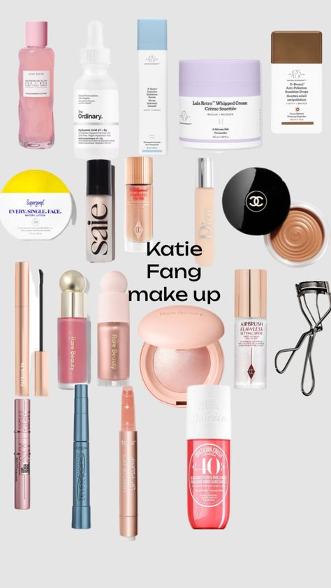 #katefanggg #makeuproutine Kate Fang, Katie Fangs Makeup Routine, Katie Fang Grwm Products, Katie Fang Nails, Preppy Makeup, Simple Everyday Makeup, Pretty Eye Makeup, Makeup Order, Makeup Bag Essentials