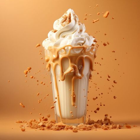 Splashes of caramel milkshake on a beige background with whipped cream royalty free stock photography Milkshake Photography, Caramel Milkshake, Bar Photoshoot, Waffle Bar, Product Shoot, Stock Photography Free, Beige Background, Macro Photography, Pharmacy