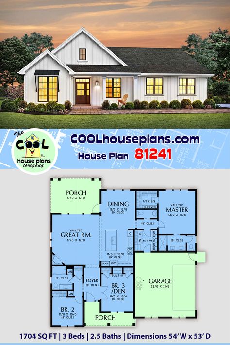 1700 Sq Ft House Plans 2 Story, One And A Half Story House Plans, Country Ranch Style Homes, Retirement House Plans, Starter House, Country Ranch, Little House Plans, Split Bedroom, House Plans One Story